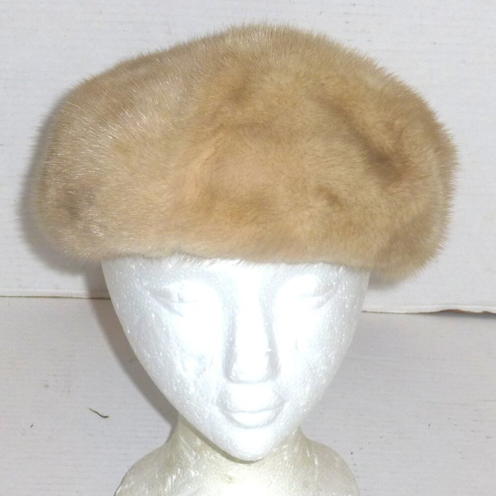 Vintage Rare Anna Nateece Original Women's Fur Hat Beige Needs Cleaning